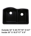 LS-GC68 Undermount Double Bowl 60/40 Granite Composite Sink Black