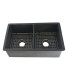 LS-FC14F Black Double Bowl Undermount Fireclay Sink