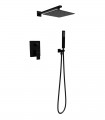 LS-S448208 Shower System with 9.75 in. Square Rainfall Shower Head and Handheld Shower Head in Matt Black