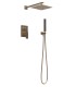 LS-S448208 Shower System with 9.75 in. Square Rainfall Shower Head and Handheld Shower Head in Brushed Gold